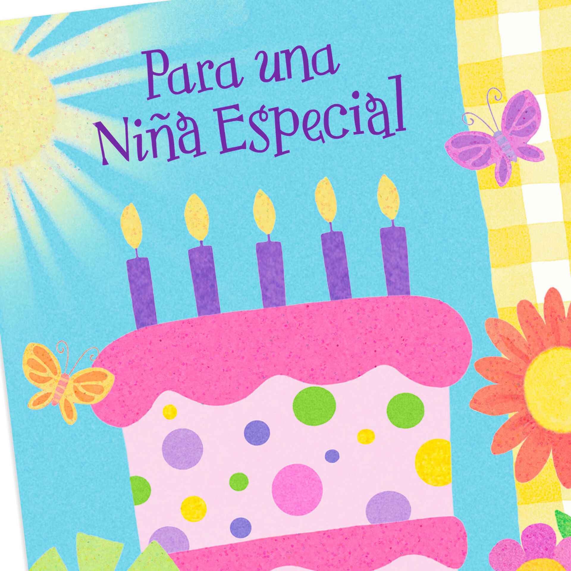 Pink Birthday Cake SpanishLanguage Birthday Card for Girl Greeting