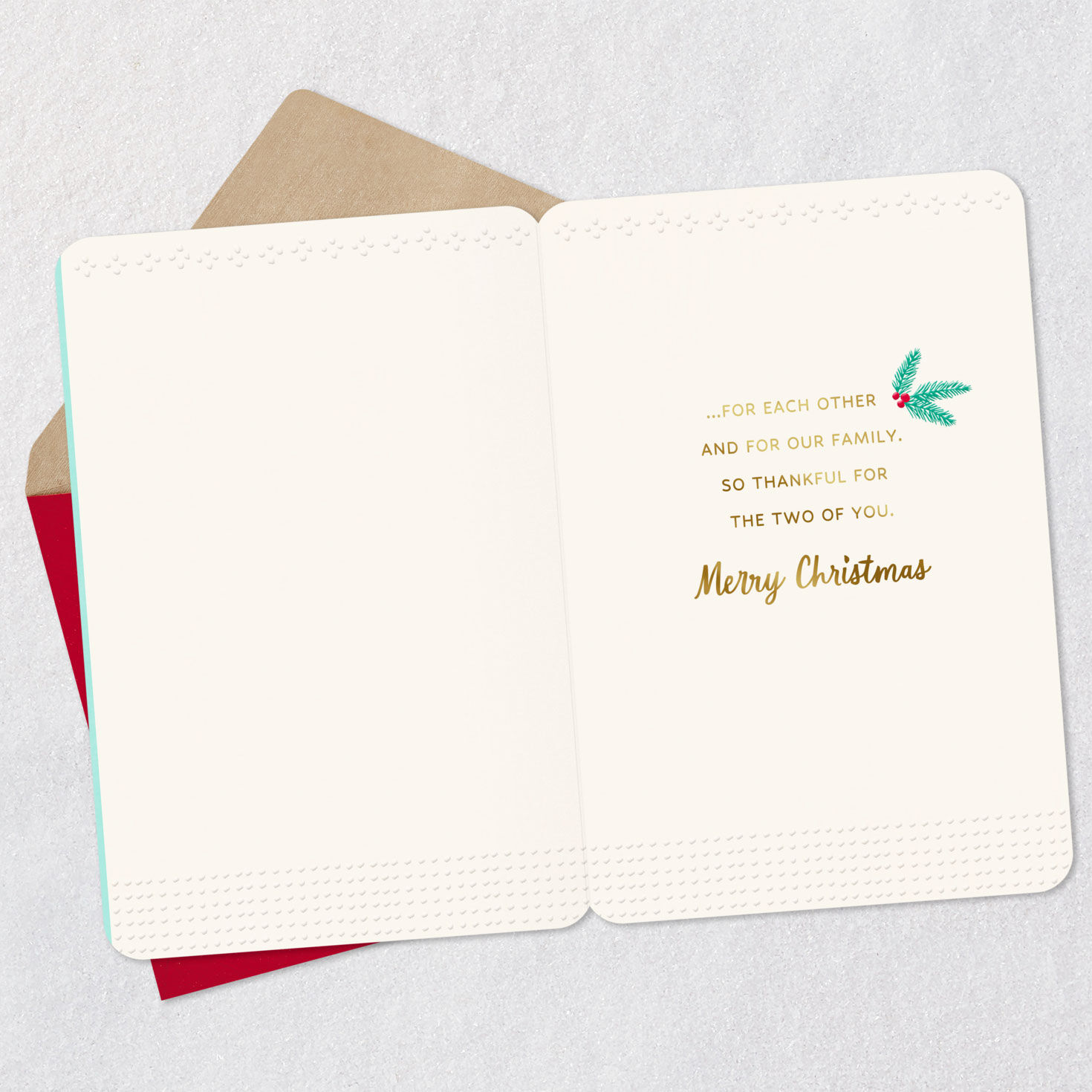 2 Mittens Granddaughter and Husband Christmas Card Open card with envelope image number 3