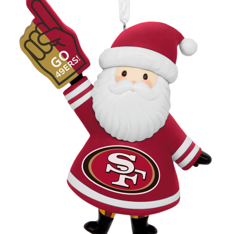 San Francisco 49ers Santa Fan Christmas Ornament closeup view image number 5