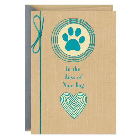Paw Print With Heart Pet Sympathy Card for Loss of Dog, , large