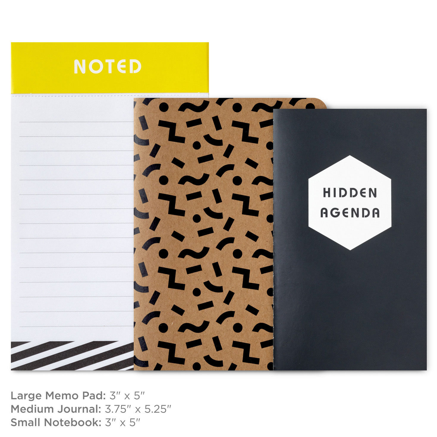 Black and White Notebook and Memo Pad Set