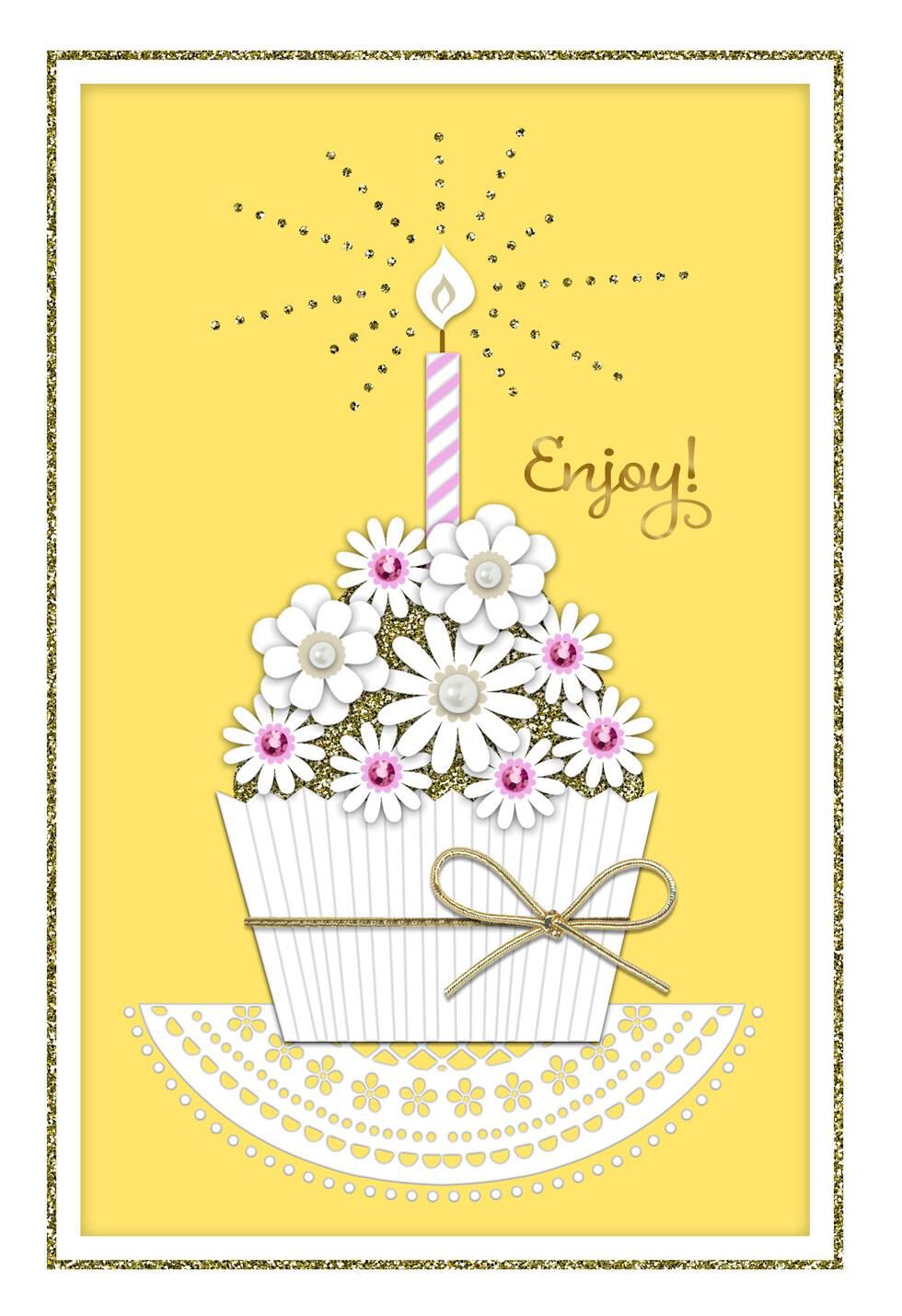 Elegant Cupcake Wishes Birthday Card