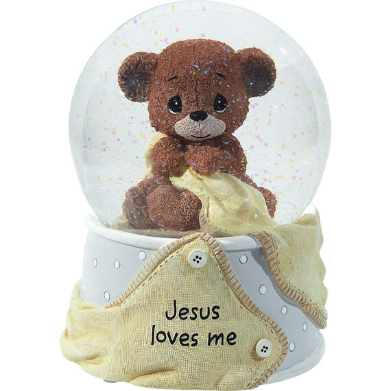 Precious Moments Jesus Loves Me Teddy Bear Musical Snow Globe