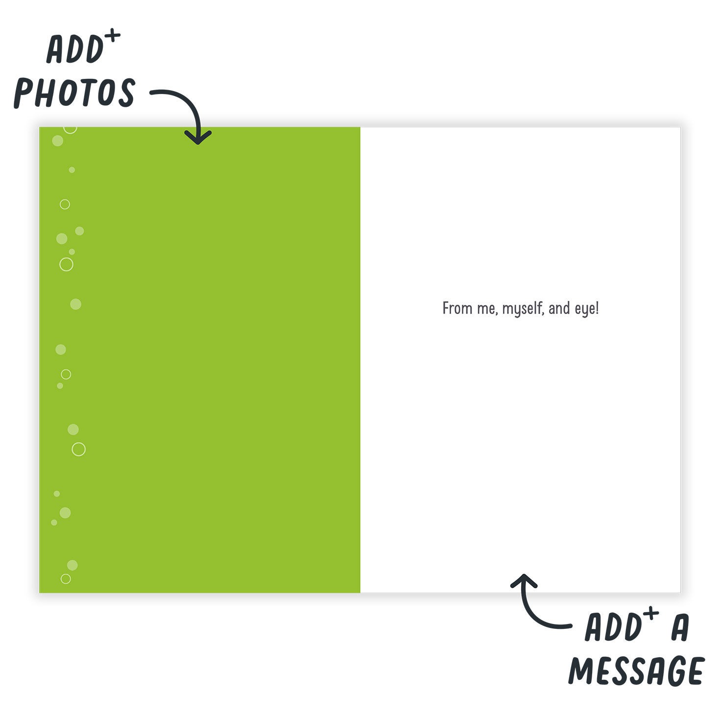 Green Jar of Eyeballs Personalized Halloween Card Open Card indicating personalization image number 3