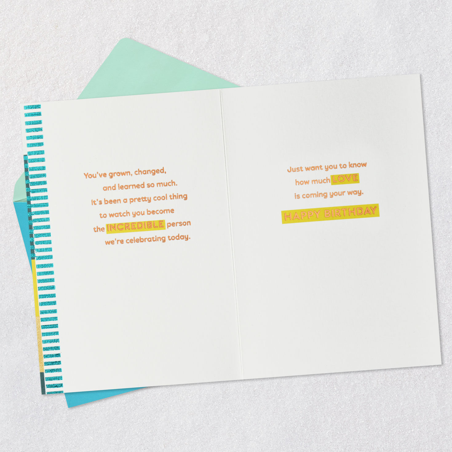 Colorful Blocks and Icons Birthday Card for Son Open card with envelope image number 4