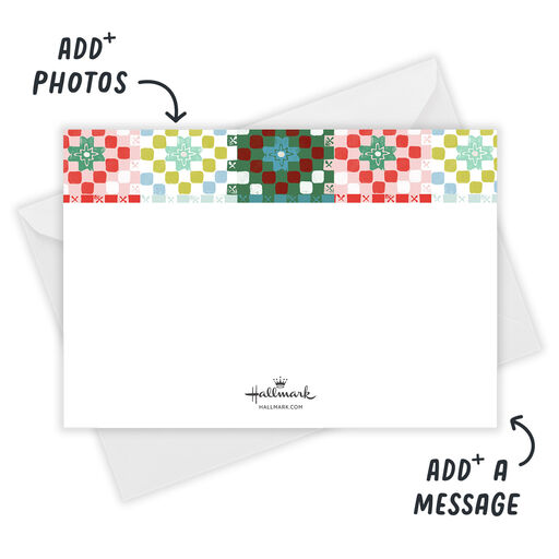 Colorful Patchwork Quilt Flat Holiday Photo Card, 