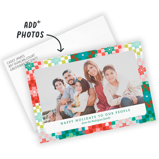 Colorful Patchwork Quilt Flat Holiday Photo Card, 