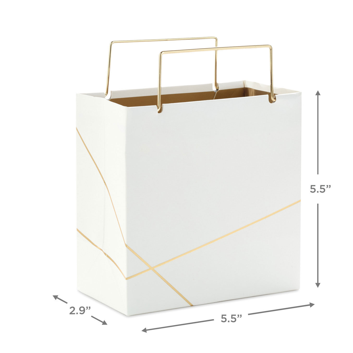 White With Gold Small Square Gift Bag, 5.5", , large image number 3