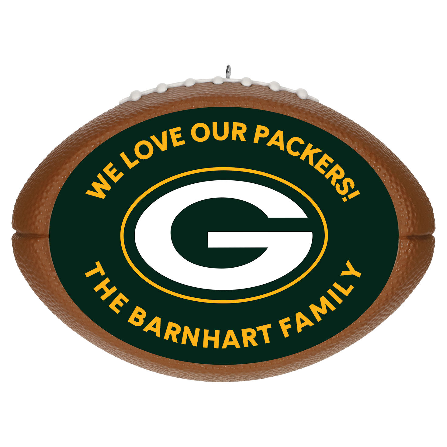 NFL Green Bay Packers Football Personalized Ornament, Custom Text
