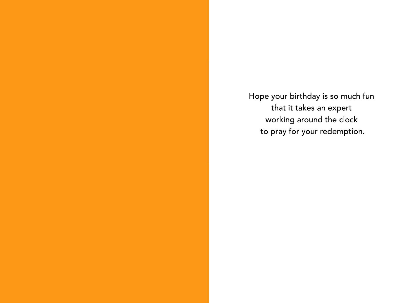 Dog Praying for Redemption Funny Birthday Card