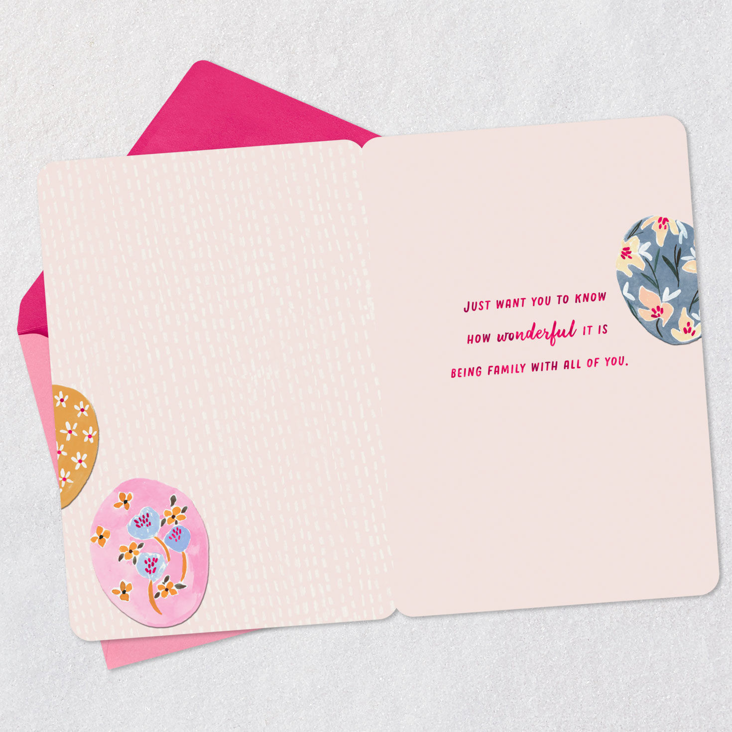 Painted Floral Eggs Easter Card for Daughter's Family Open card with envelope image number 3