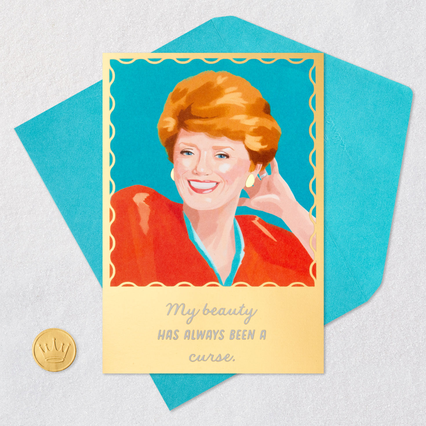Too Good Blanche Golden Girls Funny Birthday Card Card Front with Envelope and Gold Seal image number 5