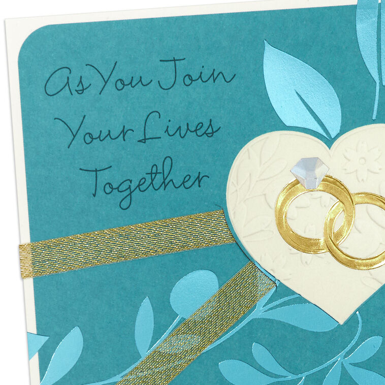 Rings in Heart Religious Wedding Card Card Front Detail image number 5