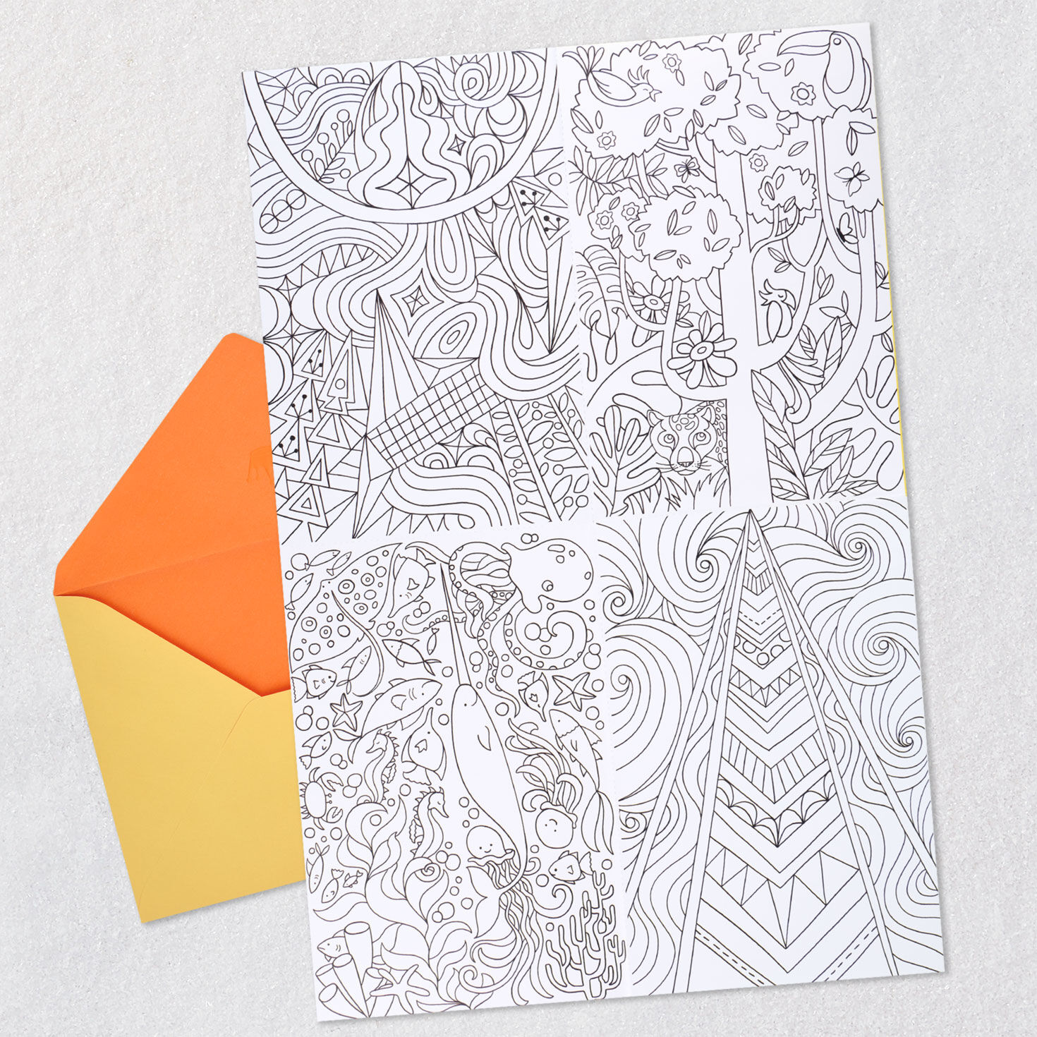 Kids Birthday Card With Coloring Paper Airplane Activity Open card with envelope image number 4