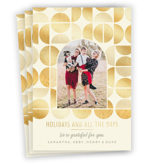 Geometric Gold Circles Flat Holiday Photo Card, , large image number 1