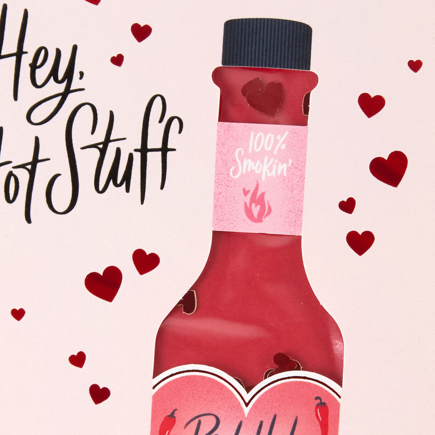 Hot Sauce Bottle Smoking Hot Valentine's Day Card Card Front Detail image number 4