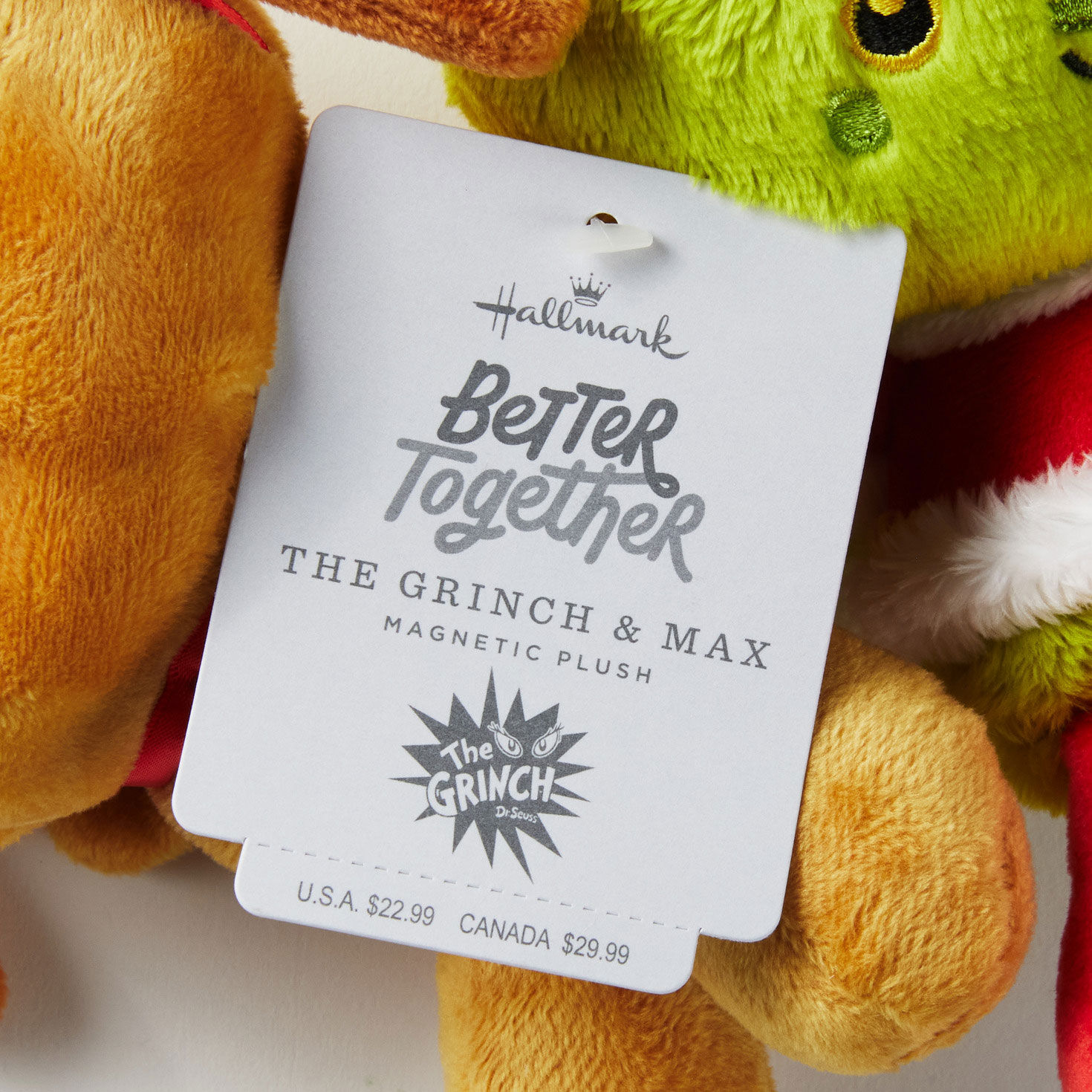 Better Together Dr. Seuss Grinch and Max Magnetic Plush Pair 6 Classic Stuffed Animals Hallmark