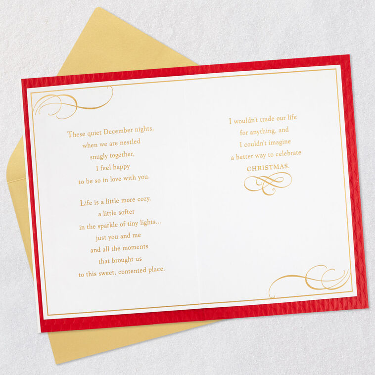 Poinsettia Flower Wife Christmas Card Open card with envelope image number 4