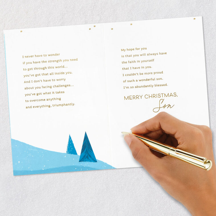 Dove and Trees Son Christmas Card Signing card image number 8