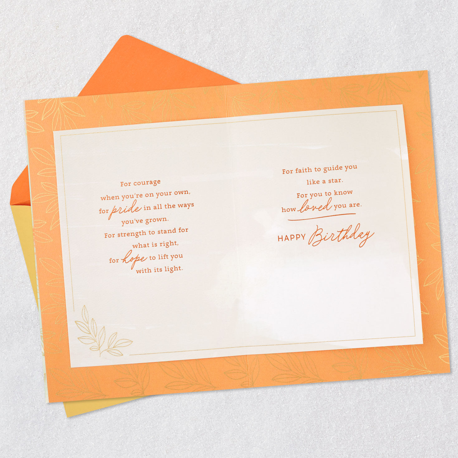 Leaves and Vellum Birthday Card for Granddaughter Open card with envelope image number 4