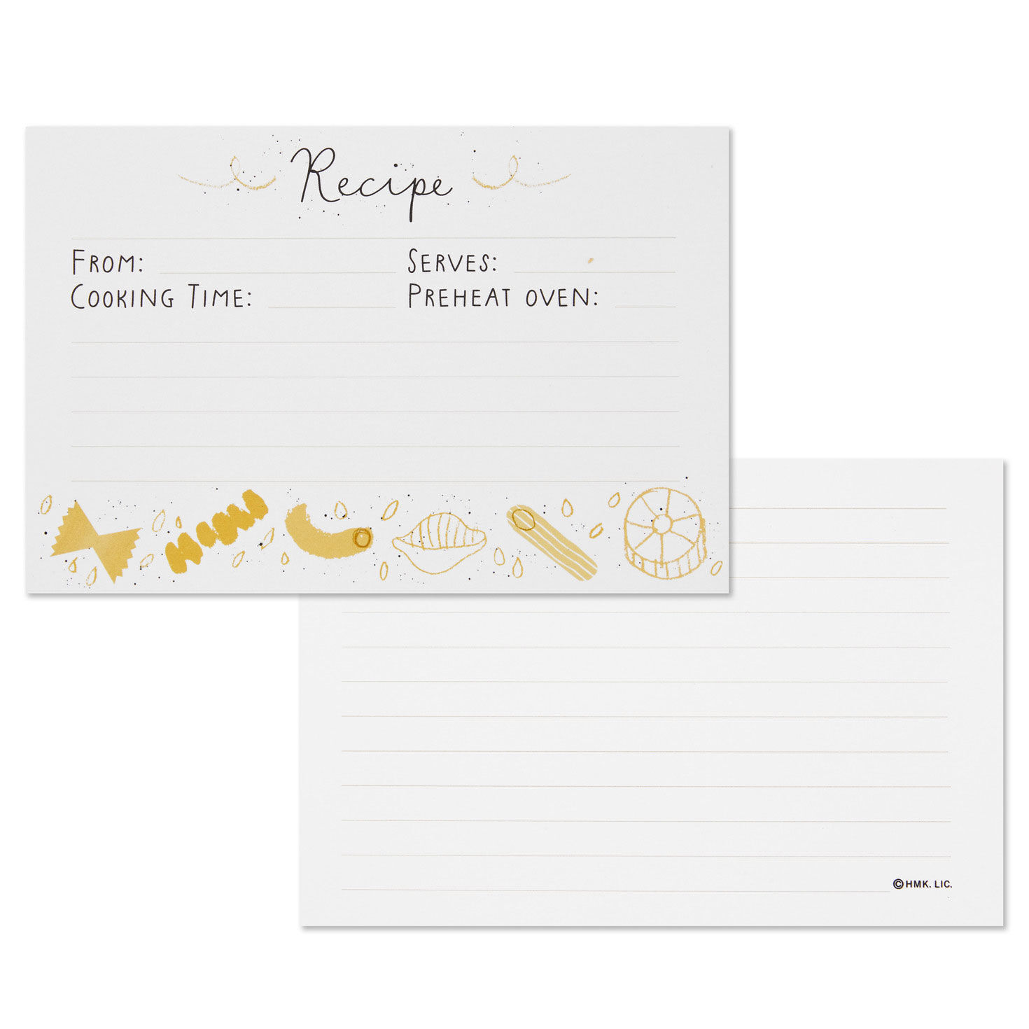 Pasta Recipe Cards, Pack of 36