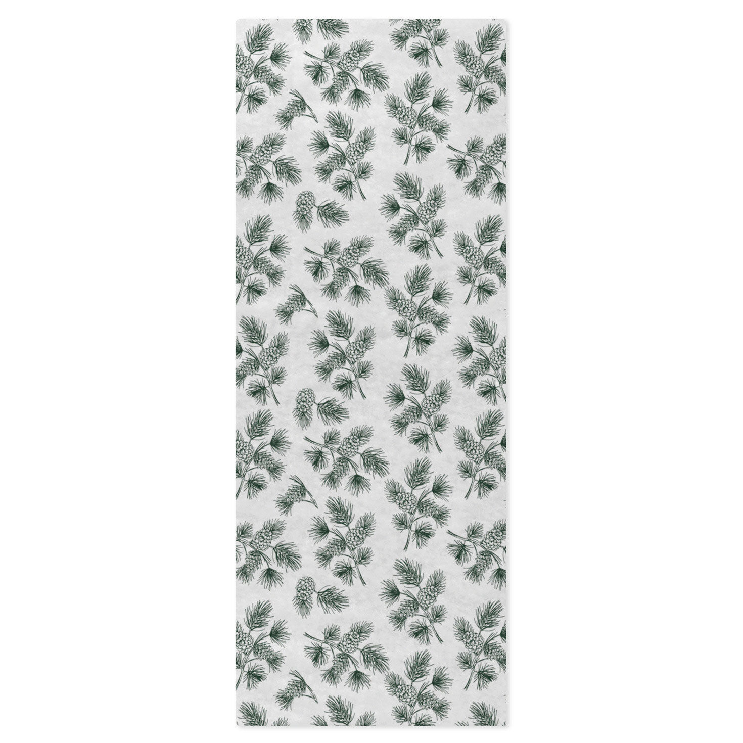 Pine-Scented Botanical Illustrations on White Holiday Tissue Paper, 4 sheets