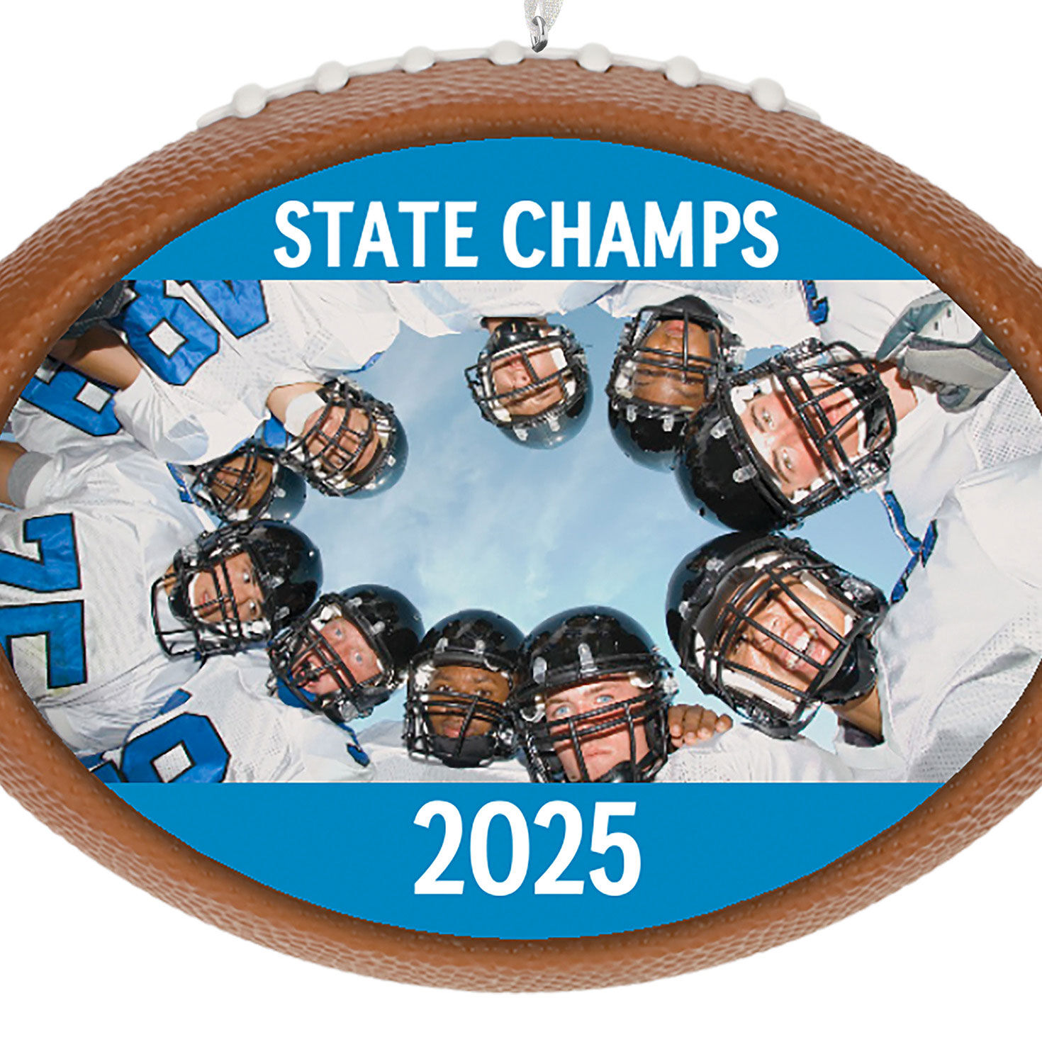 Football Personalized Photo and Text Ornament closeup view image number 5