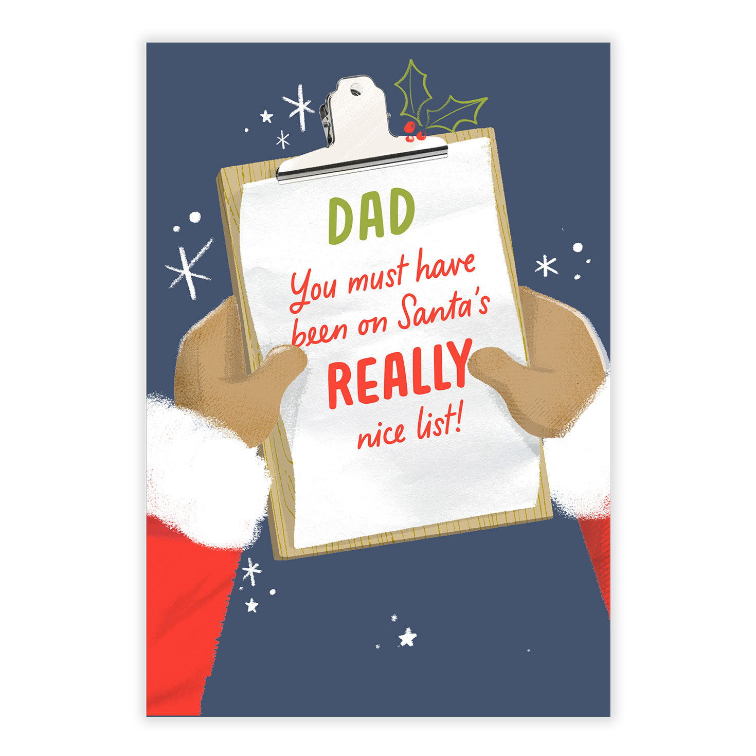Santa Hands Holding Clipboard Personalized Card front image number 2