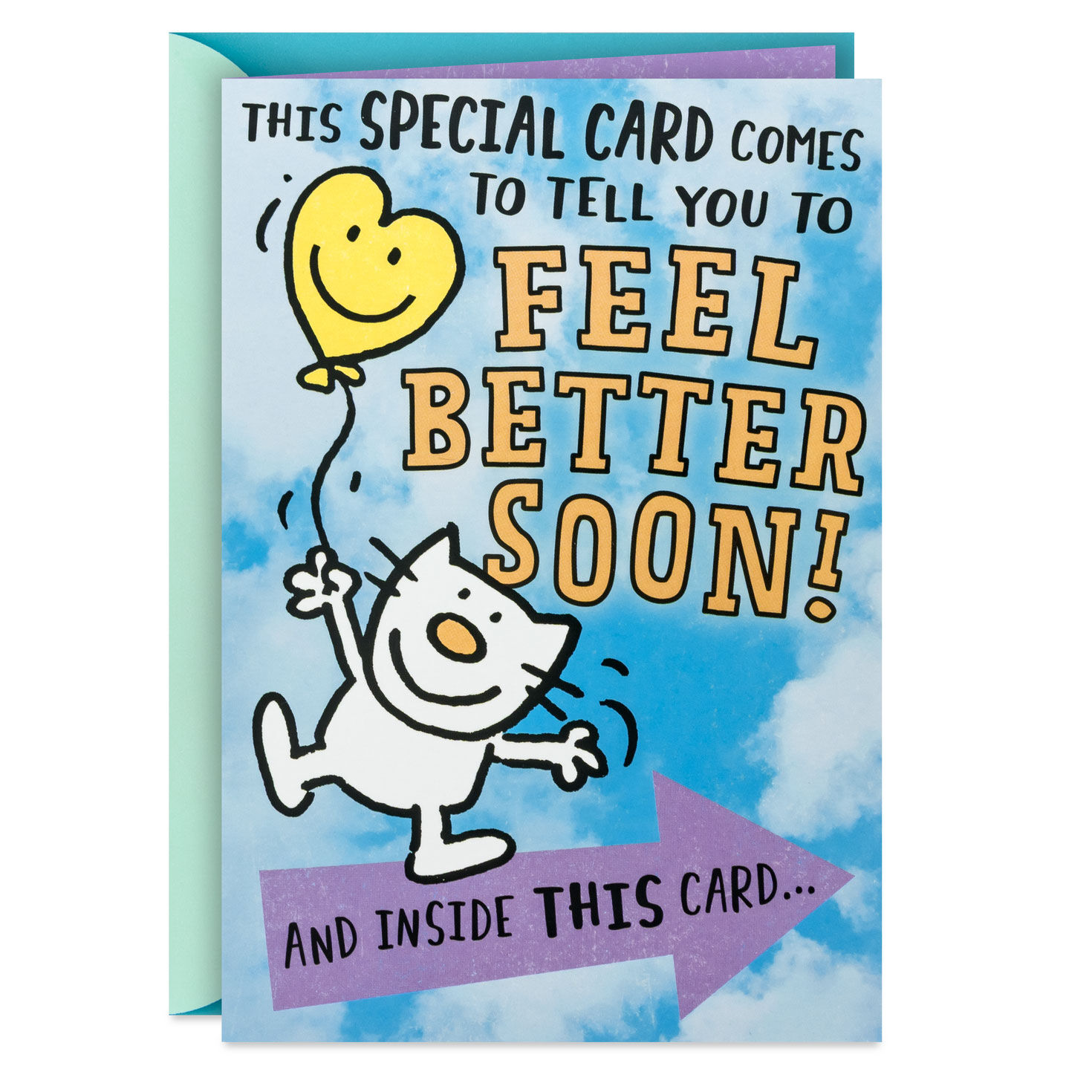 Cute Cat, Tiny Hug Funny Pop-Up Get Well Card Within A Card