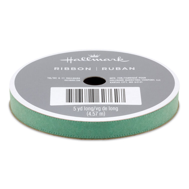 0.3" Blue-Green Velvet Holiday Ribbon, 15'
