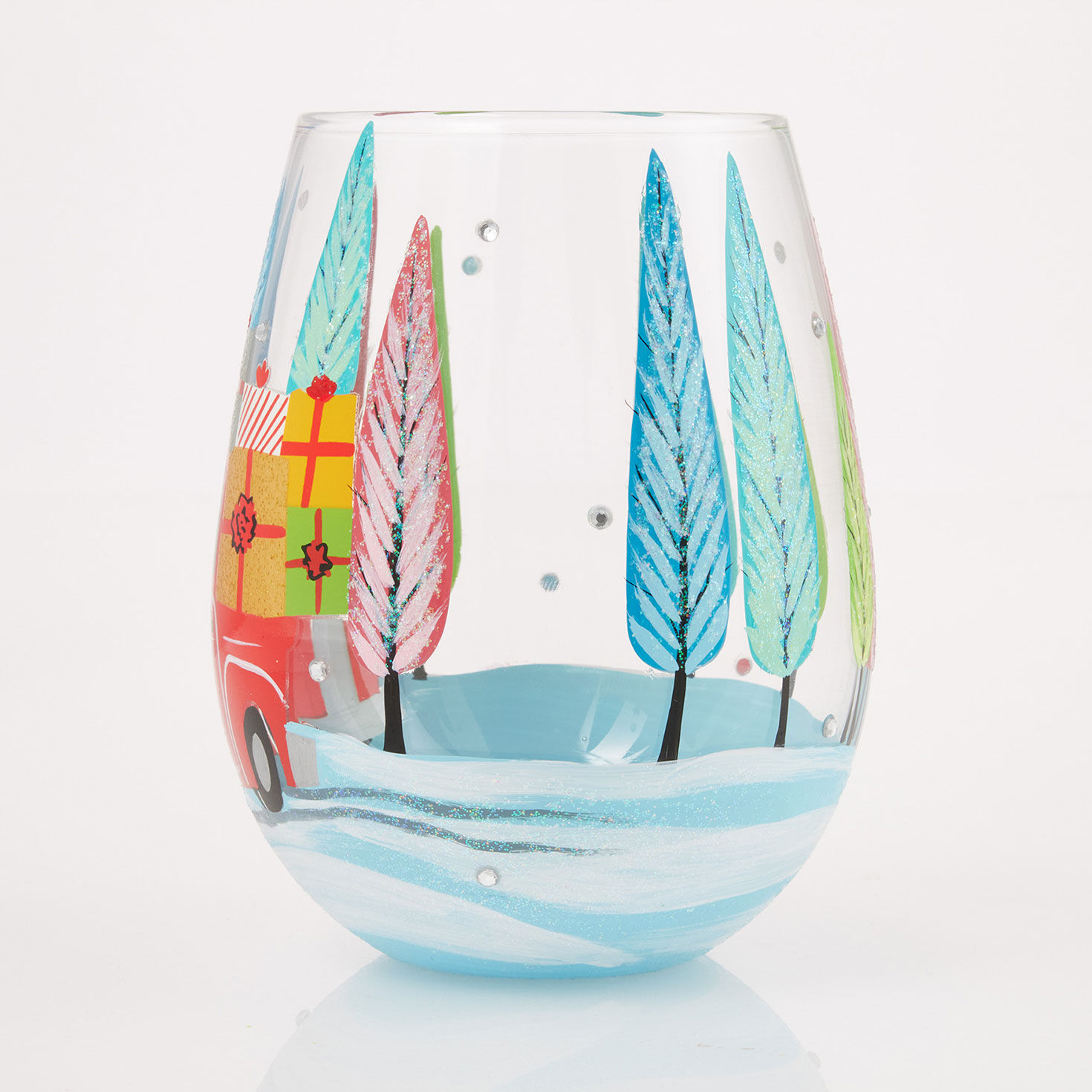 Lolita Christmas Haul Handpainted Stemless Wine Glass, 20 oz. for only USD 22.99 | Hallmark