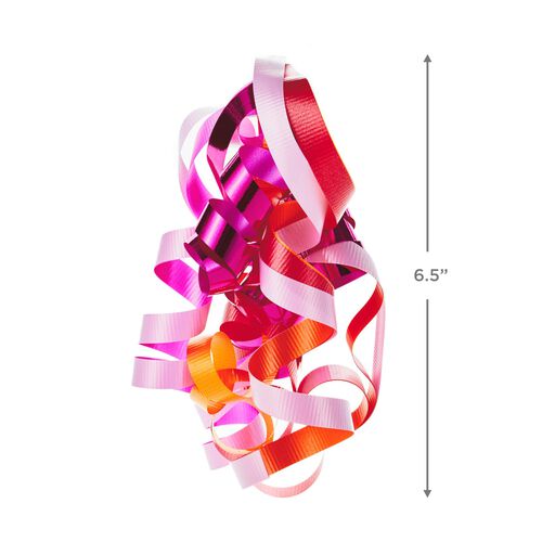 6 1/2" Red/Orange/Pink Curly Ribbon Gift Bow, 