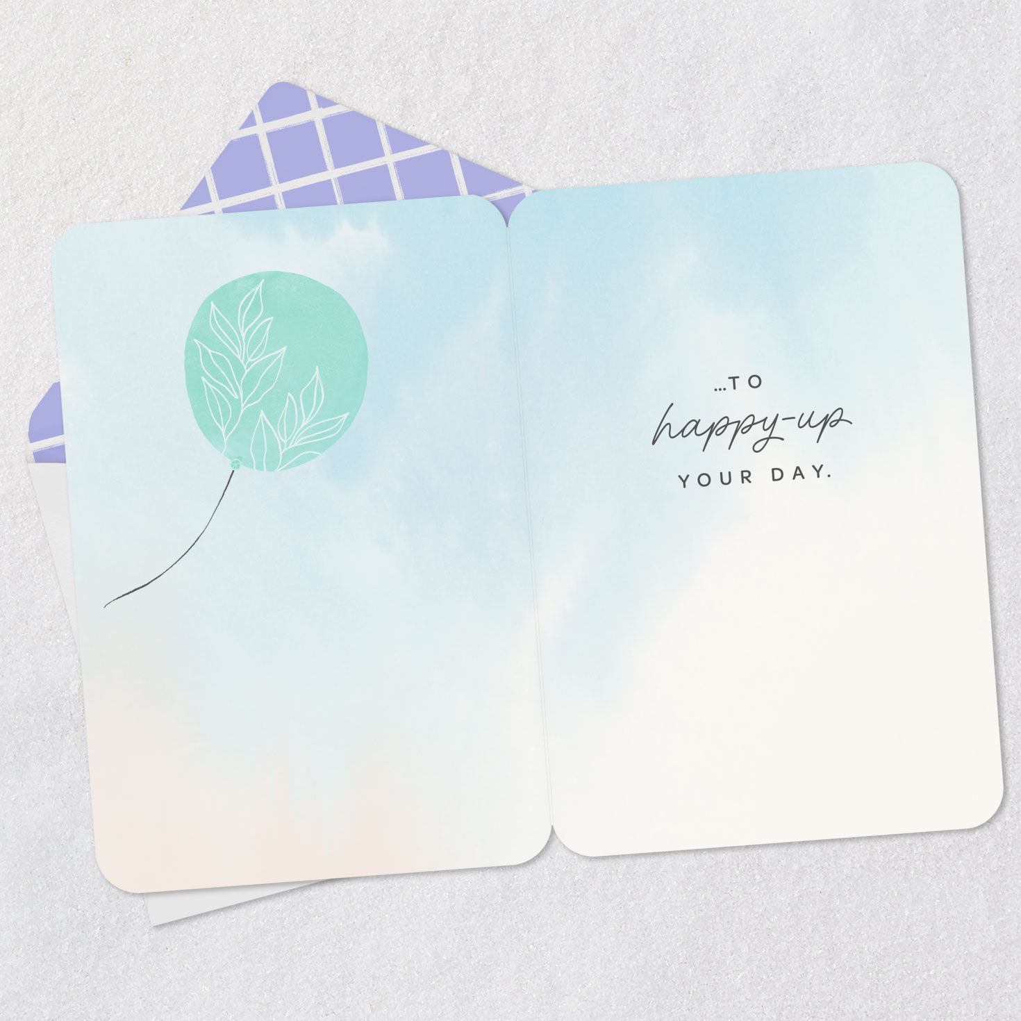 Floral Balloons Happy Thoughts Thinking of You Card Open card with envelope image number 3