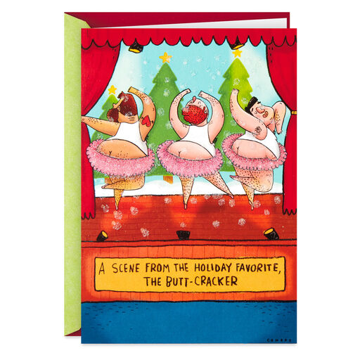 Butt-Cracker Ballet Funny Christmas Card, 