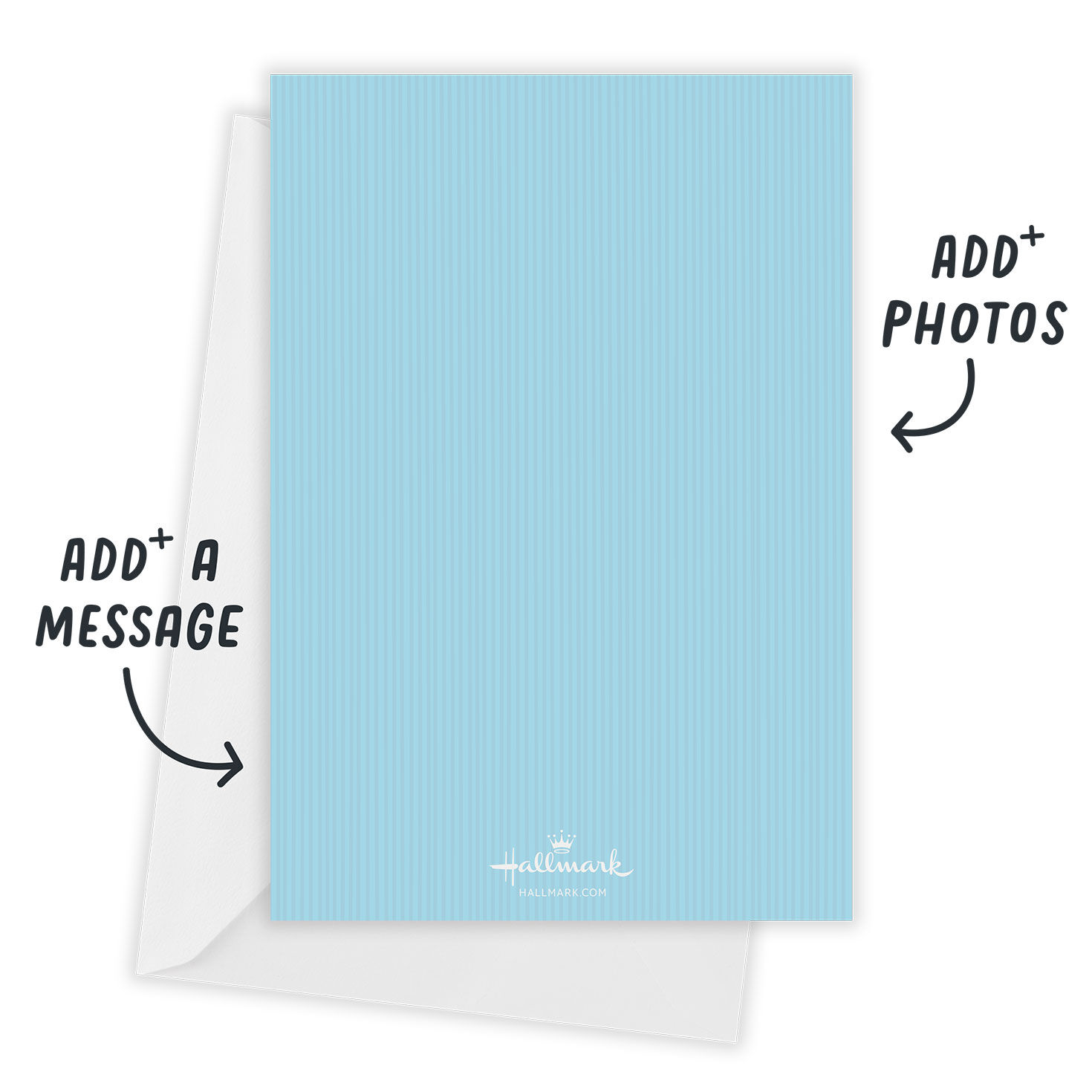 Striped Icons on Green Personalized Christmas Card Open Card with Envelope indicating personalization image number 3