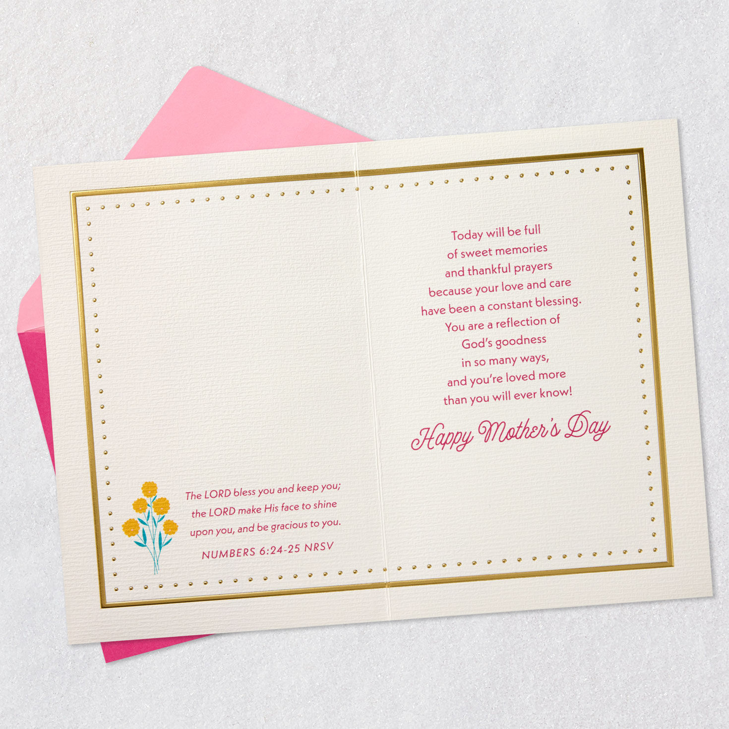 Pink Flower Religious Mother's Day Card for Mother Open card with envelope image number 4