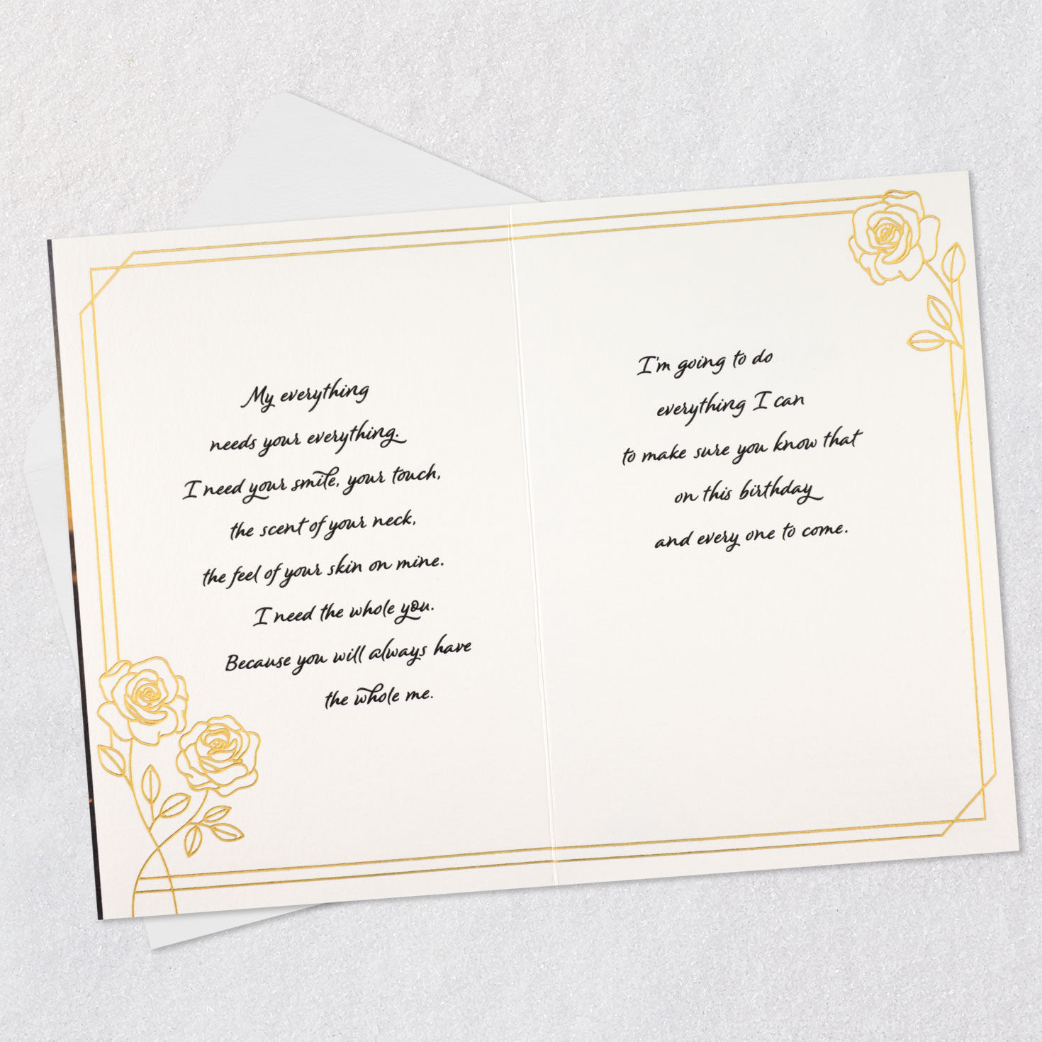 Couple Silhouette on Beach Love Birthday Card Open card with envelope image number 4