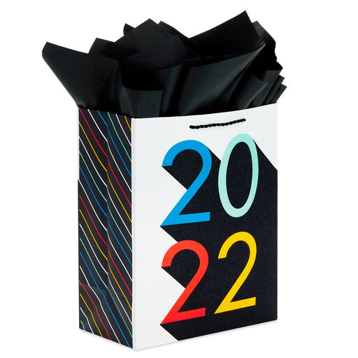 13" Shadow Lettering Large 2022 Graduation Gift Bag With Tissue Paper, 