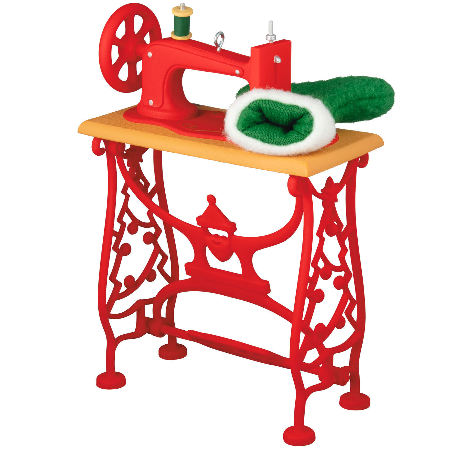 Red Vintage Sewing Machine Keepsake Ornament Back image number 6
