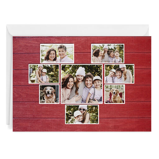 Rustic Heart Collage on Red Folded Photo Card, 