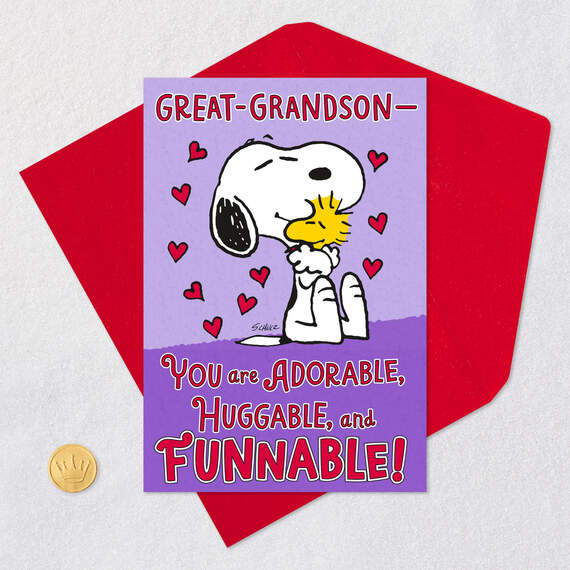 Peanuts® Snoopy and Woodstock Funnable Valentine's Day Card for Great-Grandson, , large image number 5