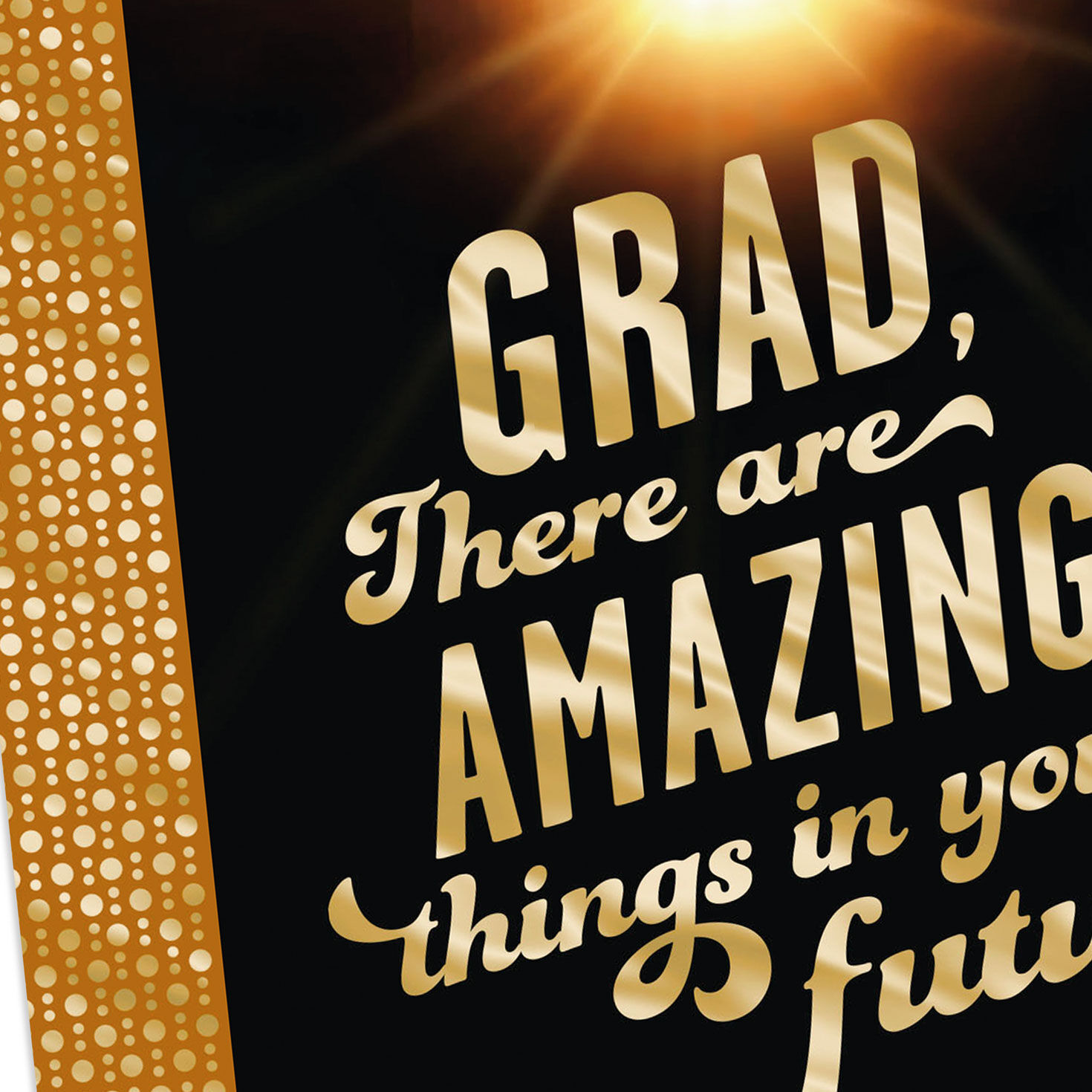 Graduate in Sunset Silhouette Gold Graduation Card Card Front Detail image number 5