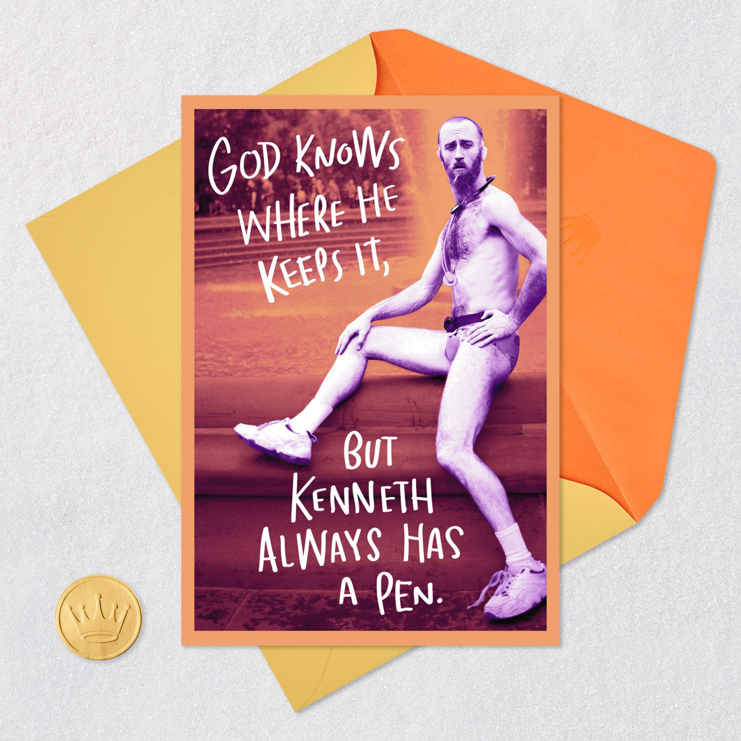 Man in Briefs Funny Birthday Card Card with envelope and Seal image number 5