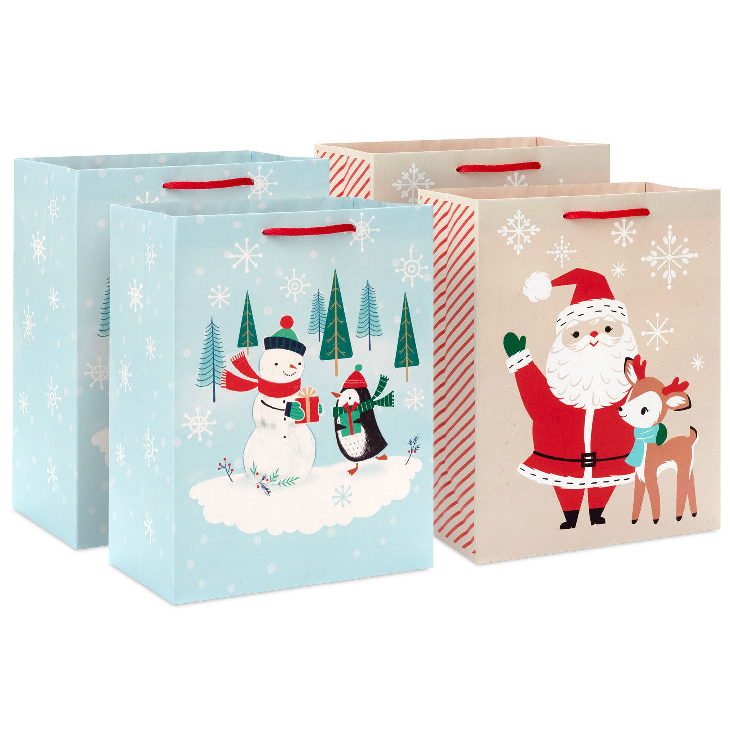 11.5" North Pole Pals 4-Pack Assortment Christmas Gift Bag Bundle