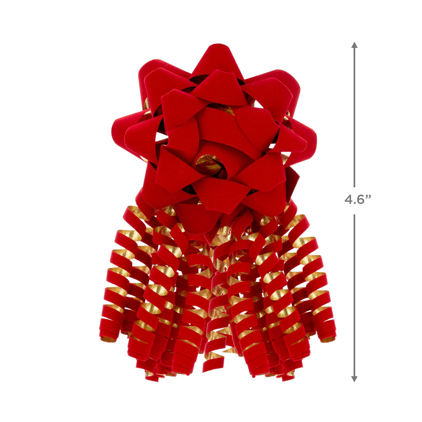 Red and Gold Curly Ribbon and Star Gift Bow Set measurement image number 2