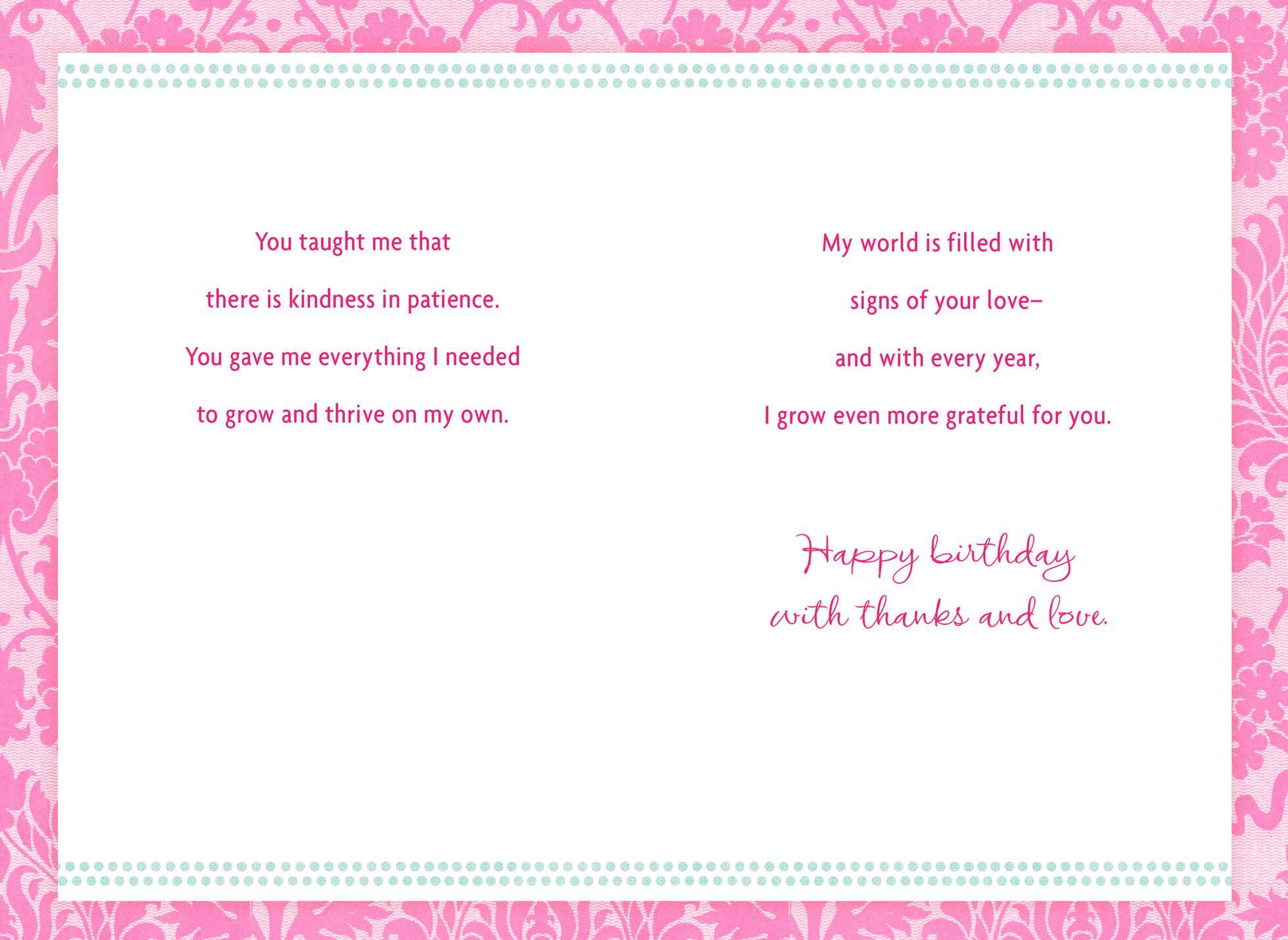 Pink Rose and Border Birthday Card for Mom