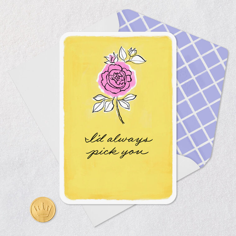 Pink Rose Romantic Love Card Card Front with Envelope and Gold Seal image number 5