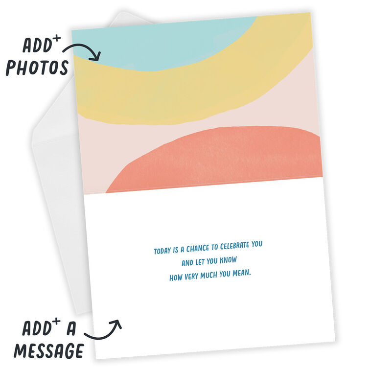 Personalized Color Waves Birthday Photo Card  image number 4