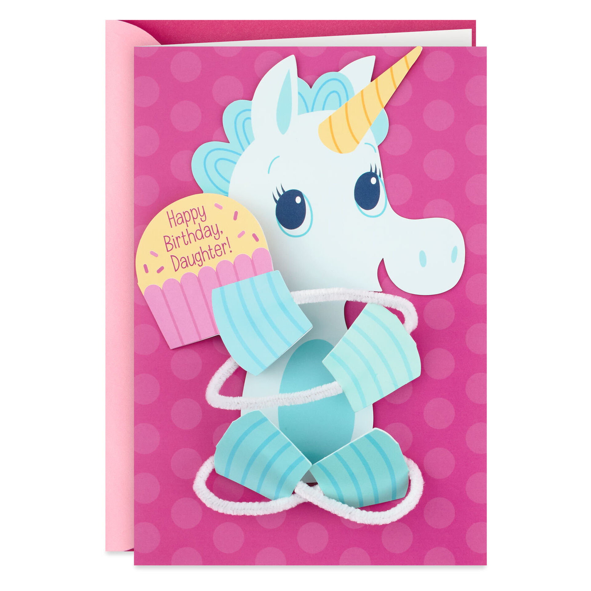 Unicorn With Cupcake Birthday Card For Daughter Greeting Cards