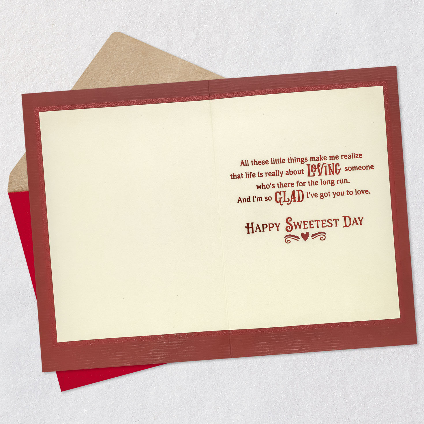Red and Ivory Ornate Banner Sweetest Day Card for Husband Open card with envelope image number 3